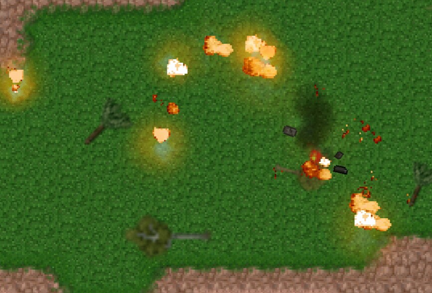 Flames ignited on ground by a Flame Tank, flames will slowly damage nearby units and sometimes spread around